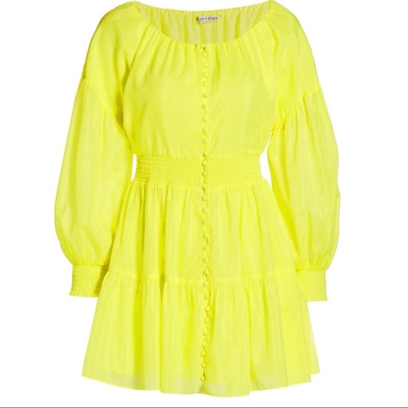 Alice + Olivia Dresses & Skirts - Alice + Olivia Kiara Button Front Mini Dress Neon